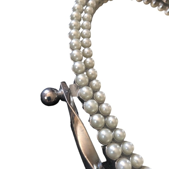 VTG Small Counter Flip Mirror Oval On Stand Pearl Embellished Green Marble Base - Picture 3 of 5